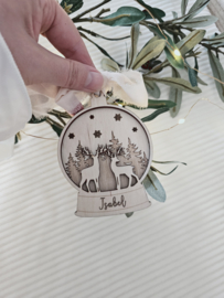 Houten Sneeuwbol Hertjes ~ Naam