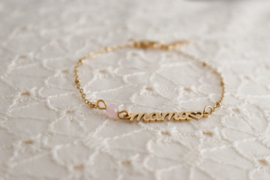 Armbandje Mama & Rozenkwarts - Goud