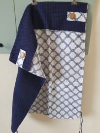 Doekydeken maritiem/donkerblauw wafel SALE