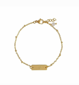 Armband Mama en Kind & Rozenkwarts - Goud