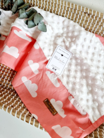 Aankleedkussenhoes koraal met witte bolletjes SALE