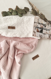 Deken Roze Rib Velvet & Teddy