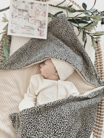 Badcape Panter zand / Champagne Velvet Rib