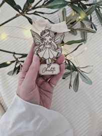 Houten Kerstbalornament Fee ~ Naam