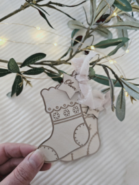 Houten Kerstsok kerstbal ~ Naam