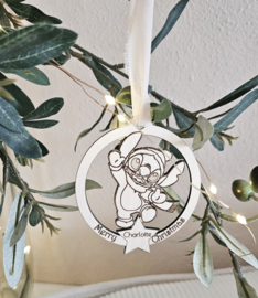 Houten kerstbal Stitch ~ Naam