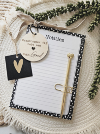 Kraamhulp Notitieboek + Gouden Pen + Gouden paperclip + Sleutelhanger Goud