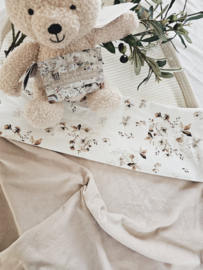 Deken Beige Velvet / Romantic flower