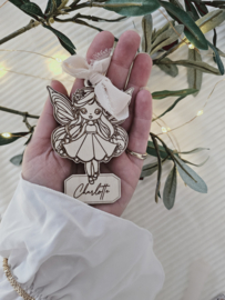Houten Kerstbalornament Fee ~ Naam