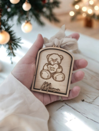 Houten Kerstbalornament Beer ~ Naam