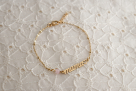 Armbandje Mama & Rozenkwarts - Goud