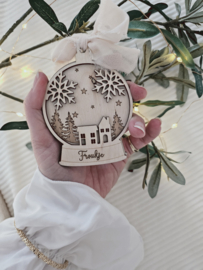 Houten Sneeuwbol Huisjes ~ Naam