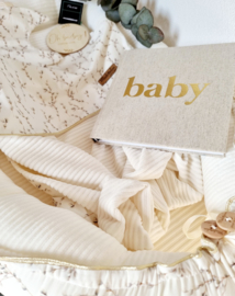 Babynestje Exclusive GOLDEN  Rib wit / katjesstof