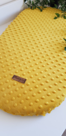 Hoeslaken okergeel bolletjes