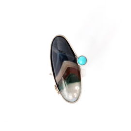 Ring met agaat en turquoise