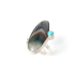 Ring met agaat en turquoise