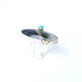 Ring met agaat en turquoise