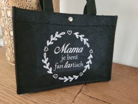 Vilten tas Mama je bent Fan tas tisch  ( zwart, 27 cm x  20 cm)