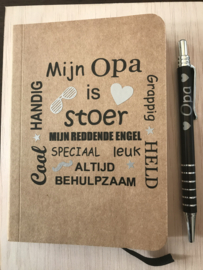 Notitieboekje voor Papa/ Opa met pen ( Bruin, A6 formaat.)