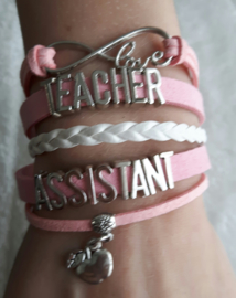 Armband Teacher assistant ( roze) OP=OP!