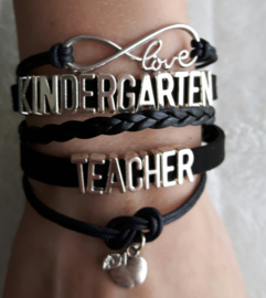 Armband Kindergarten teacher ( Zwart) OP=OP!