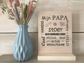 Houten standaard met tekst papa/ opa