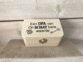 Houten kistje voor opa (10 cm x 6 cm x 5 cm)