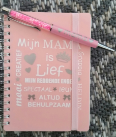 Notitieboekje voor mama met pen ( Licht roze)