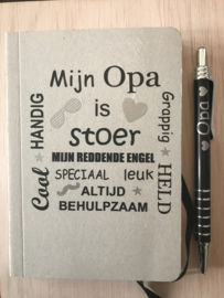 Notitieboekje voor Papa/ Opa met pen ( Grijs, A6 formaat.)