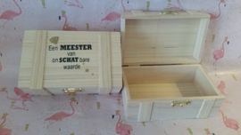 Houten kistje Een MEESTER van onSCHATbare waarde ( 12,5 cm x 7,5 cm x 5,5 cm)