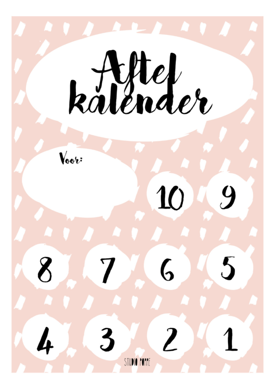Aftelkalender - Roze | AFTELKALENDERS | Studio Poppe