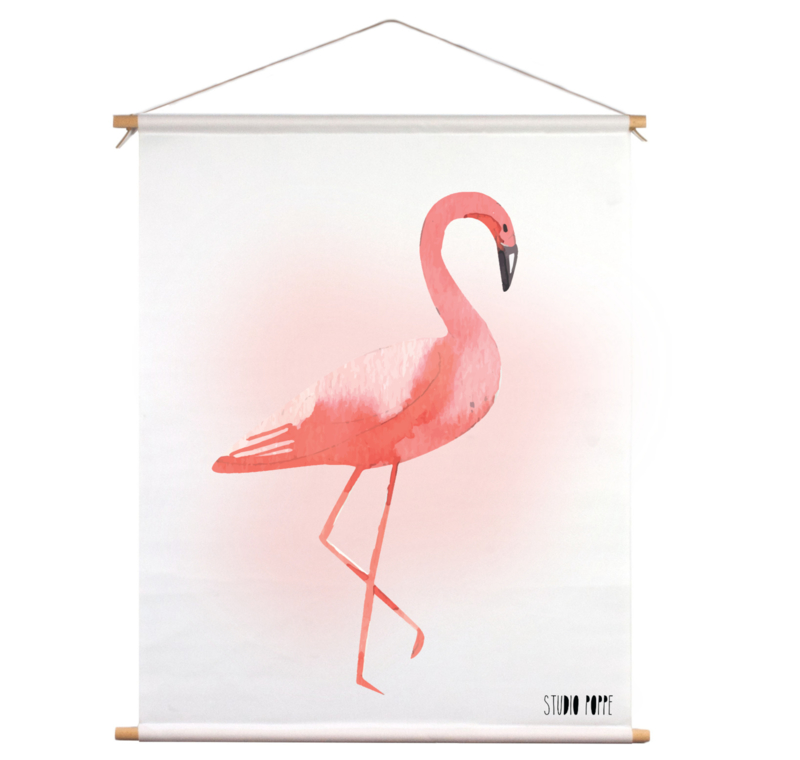 Textielposter - Flamingo