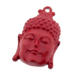 Decoratieve hanger buddha klein gesloten ogen rood 33 x 20mm p/3