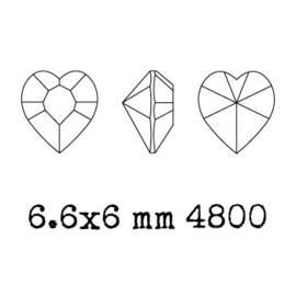 4800 Fancy Stone heart 6.6 x 6 mm rose F (209) p/6