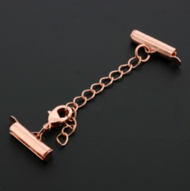 cylindersluiting 15mm voor 3mm ballchain + 5cm verlengketting rose gold p/12