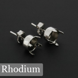 DQ oorsteker ss39 Rhodium met STS 430 nickel-free pin met oog p/5 paar