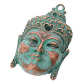 Decoratieve hanger buddha open ogen MAC Turquoise 50 x 30mm p/2