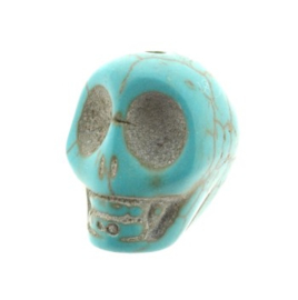 kraal stenen doodskopje turquoise (howlite) 18 x 14 mm p/12