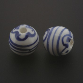 kraal keramiek 12 mm Delft blauw p/50