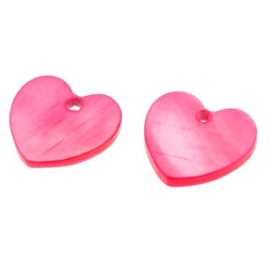 schelp hart 13 x13 mm fuchsia p/20