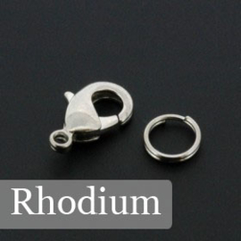 DQ karabijnsluiting messing 12 mm Rhodium  p/25