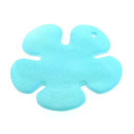 hanger bloem schelp gekleurd turquoise 38 mm p/10