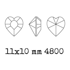 4800 Fancy Stone heart 11 x 10 mm light siam F (227) p/6