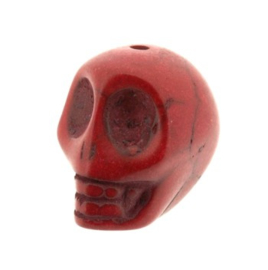 kraal stenen doodskopje rood (howlite) 18 x 14 mm p/12