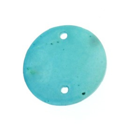 tussenzetsel schelp rond 2 gaatjes 18 mm turquoise  p/10