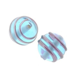 glaskraal 10 mm metalen spiraal blauw p/10