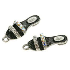 bedel slipper strass crystal en crystal AB 24 x 9mm p/6