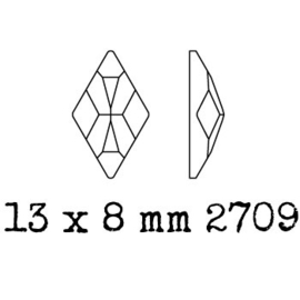 2709 plaksteen Rhombus FB 13x8mm Crystal F (001) p/6