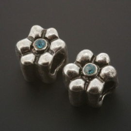 kraal metaal AS grootgaats strass aquamarine 9x8mm p/12