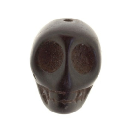 kraal stenen doodskopje zwart (howlite) 18 x 14 mm p/12